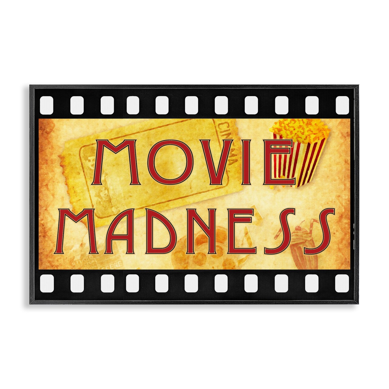 Stupell Industries Movie Madness Classic Sign Framed Giclee Wall Art Design by Graffi*tee Studios